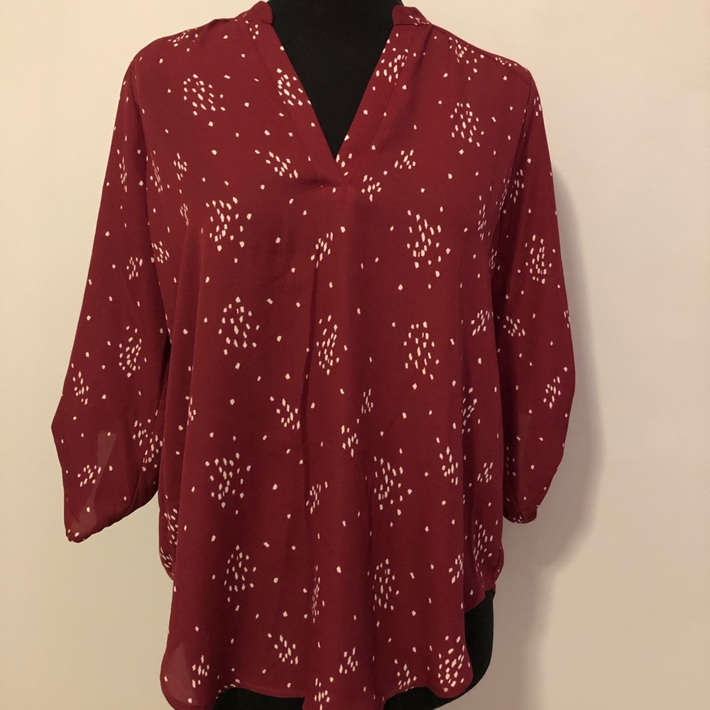 NWOT Lush warren split neck blouse